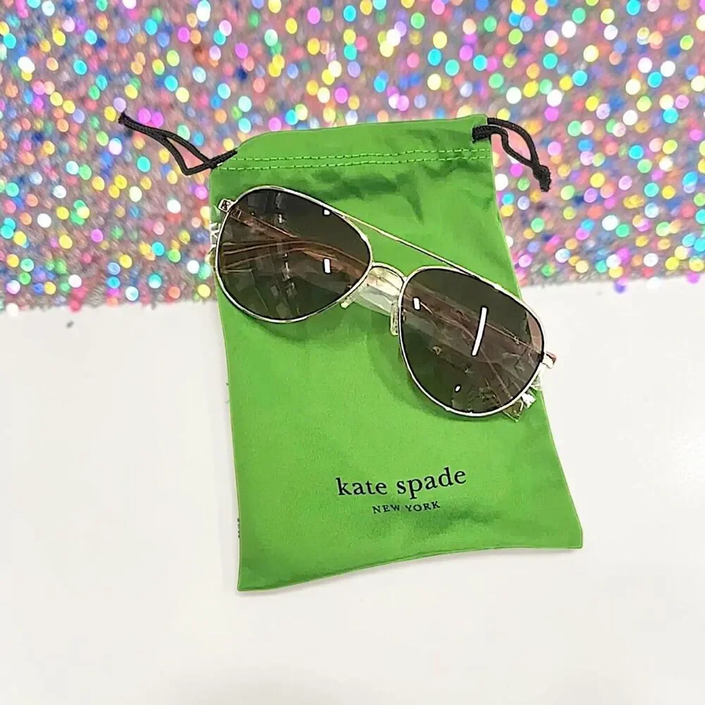 Kate Spade Women's Emmaline/S J5GHA Gold Aviator Sunglasses NEW IN BAG 57mm